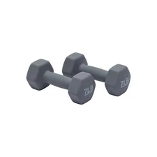 Basics Neoprene Dumbbell Hand Weights 7 Pounds Pair Light Grey
