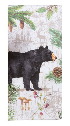 Set of 2 Pinecone Trails BLACK BEAR Terry Kitchen Towels by Kay Dee Designs - 第 2/2 張圖片