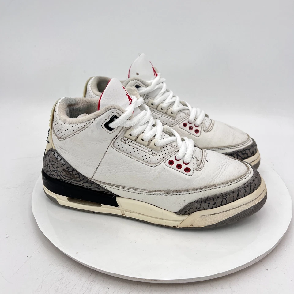 Air Jordan 3 Reimagined Youth Sz 6Y Women 7.5 DM0967-100 White Cement Black Shoe - Image 4 of 4