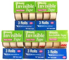 BAZIC 3/4" X 250" Invisible Tape with Matte Finish (3/Pack) - Lot of 5 (15)