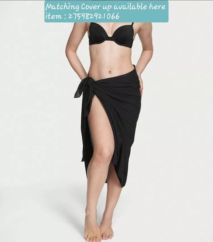 Victoria's Secret BOMBSHELL Push Up SWIM SET Shine brazilian logo 2 cups BLACK - Picture 13 of 15