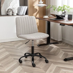 Fabric Swivel Home Office Chair Armless Rolling Desk Chair Height Adjustable