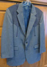 VINTAGE CIRCLE S WESTERN BLUE GRAY MEN'S 44 REGULAR BLAZER SPORT JACKET 44R