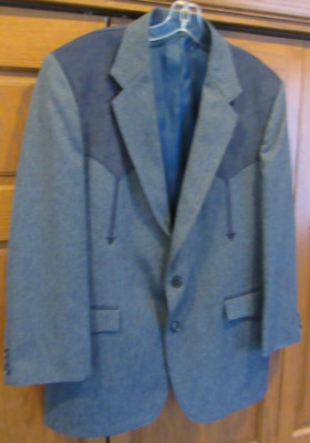 VINTAGE CIRCLE S WESTERN BLUE GRAY MEN'S 44 REGULAR BLAZER SPORT JACKET 44R  
