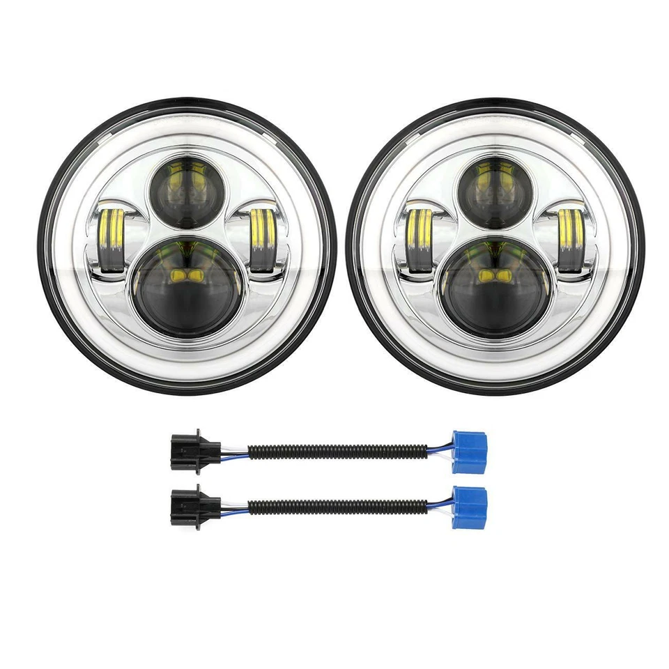 2X 300W 7' Faro LED Redondo Hi-Lo Turn DRL Lámpara Apto para Volkswagen Beetle Foto 3 de 4