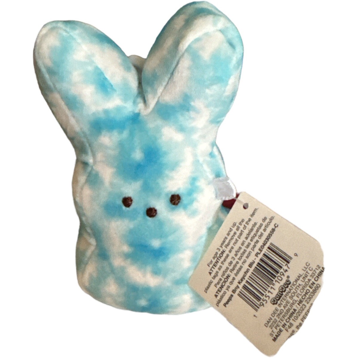 Peeps Plush Bunny Backpack Clip Keychain Tie Dye Blue White 4
