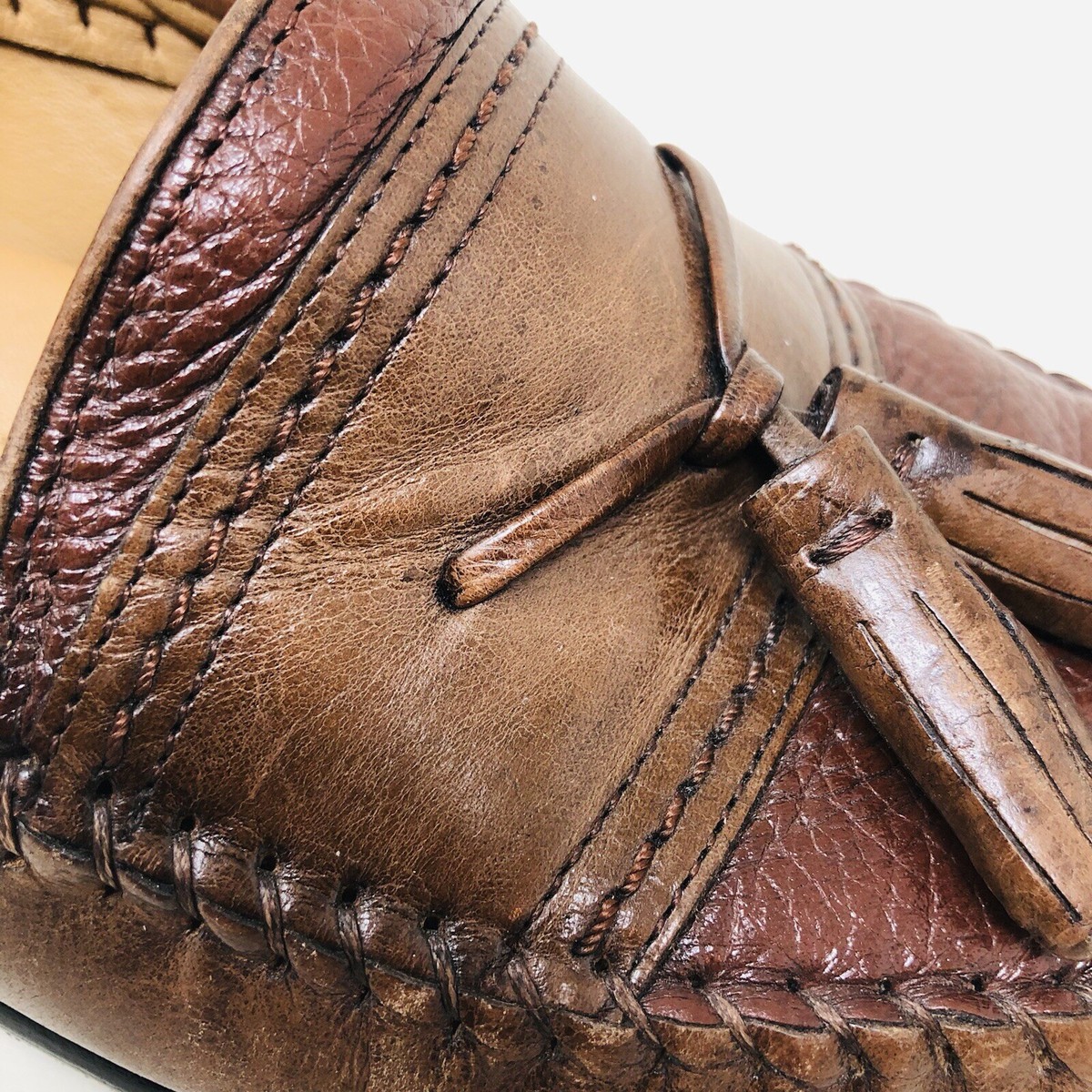 Brass Boot Shoes Mens Size 10 M Brown Stitched Leather  display picture 1