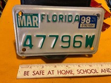 Motorcycle License Plate Florida 1998 47796W