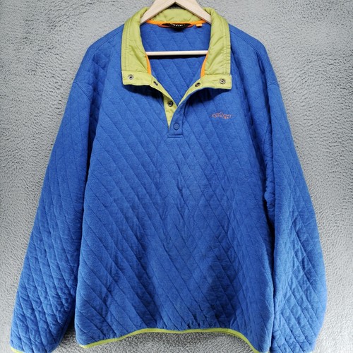 Orvis Blue Quilted Pullover Snap Neck Jacket Mens XXL Blue Green Casual Outdoor - Picture 10 of 14