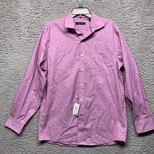 Tommy Hilfiger Shirt Men 16 34 35 Red Berry Micro Check Reg fit Non iron Casual