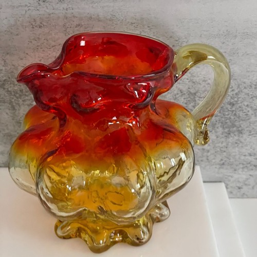 Vintage Original Label Kanawha Art Glass Amberina Footed Pitcher W. Virginia 4" - Picture 5 of 10