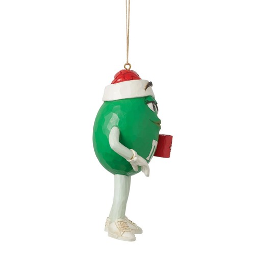 Jim Shore M&M'S PERSONAJE VERDE CON SOMBRERO DE SANTA ADORNO COLGANTE 6015686 - Imagen 4 de 4