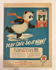 Texaco 1953 Life Print Ad 10.5x13.5 PT Anti-Freeze Panda Bear Mid Century