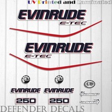 Set adesivi decalcomanie motore fuoribordo Evinrude 250cv ETEC (90° V6, 3.3L) bianco cappuccio