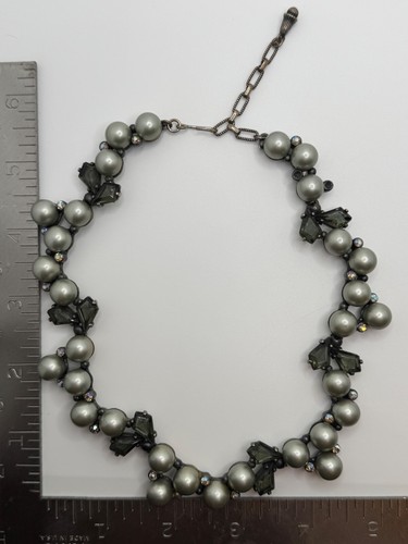 Vintage Schiaparelli Signed Faux Pearl Rhinestone Necklace - 第 12/16 張圖片