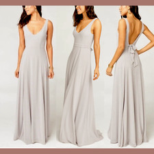 NWT Show Me Your Mumu [ Small ] Jenn Maxi Dress in Dove Grey Chiffon J360