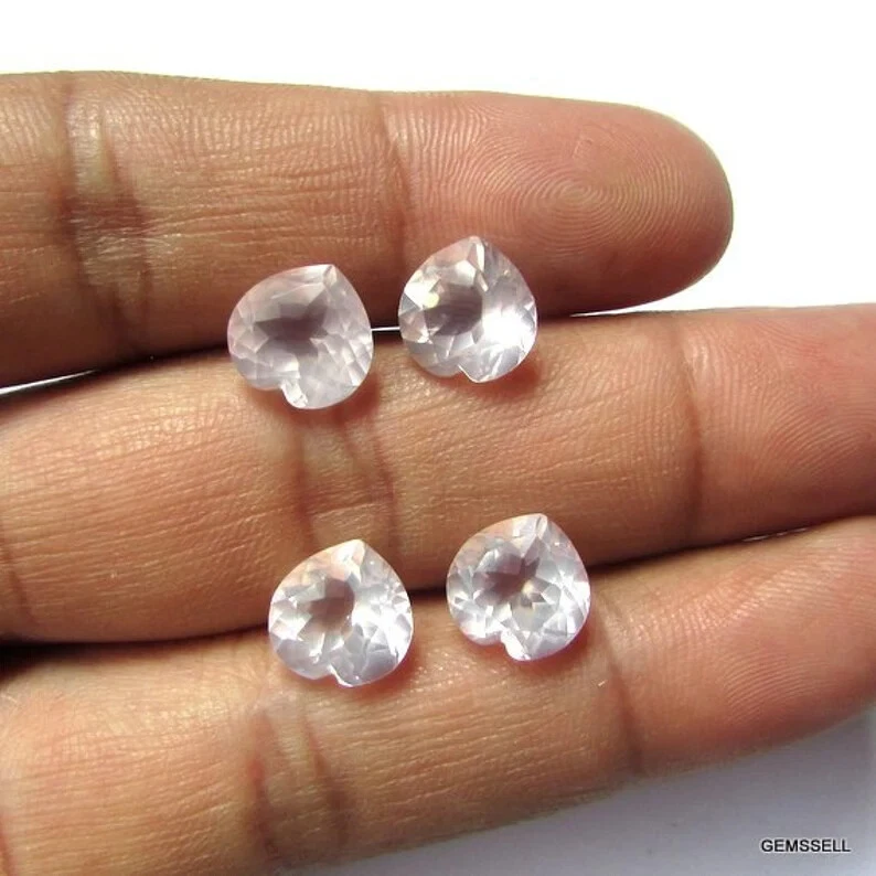 Lote de 20 piezas piedras preciosas sueltas corte facetado forma corazón cuarzo rosa natural 4 mm Foto 4 de 4