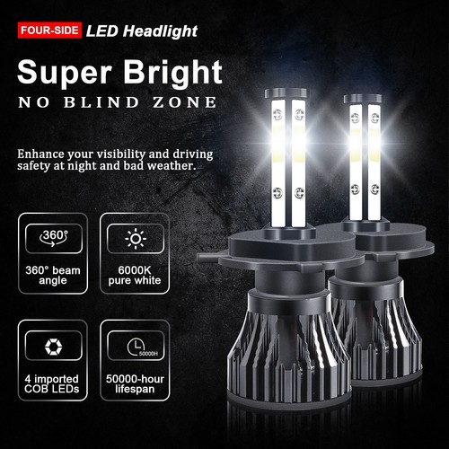 4side H4 9003 Led Headlights Bulb For Yamaha FJR1300 (all) 2003-2015 Motorcycle - Picture 3 of 10