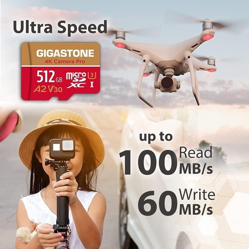 GIGASTONE 512GB Micro SD Card 4K Camera Pro Memory Card for GoPro, DJI, Nintendo - Photo 2 sur 6