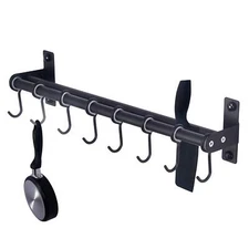 Kitchen Rail Utensils Rack with 8 Hooks for Pots Pans Utensils Hanger Rack