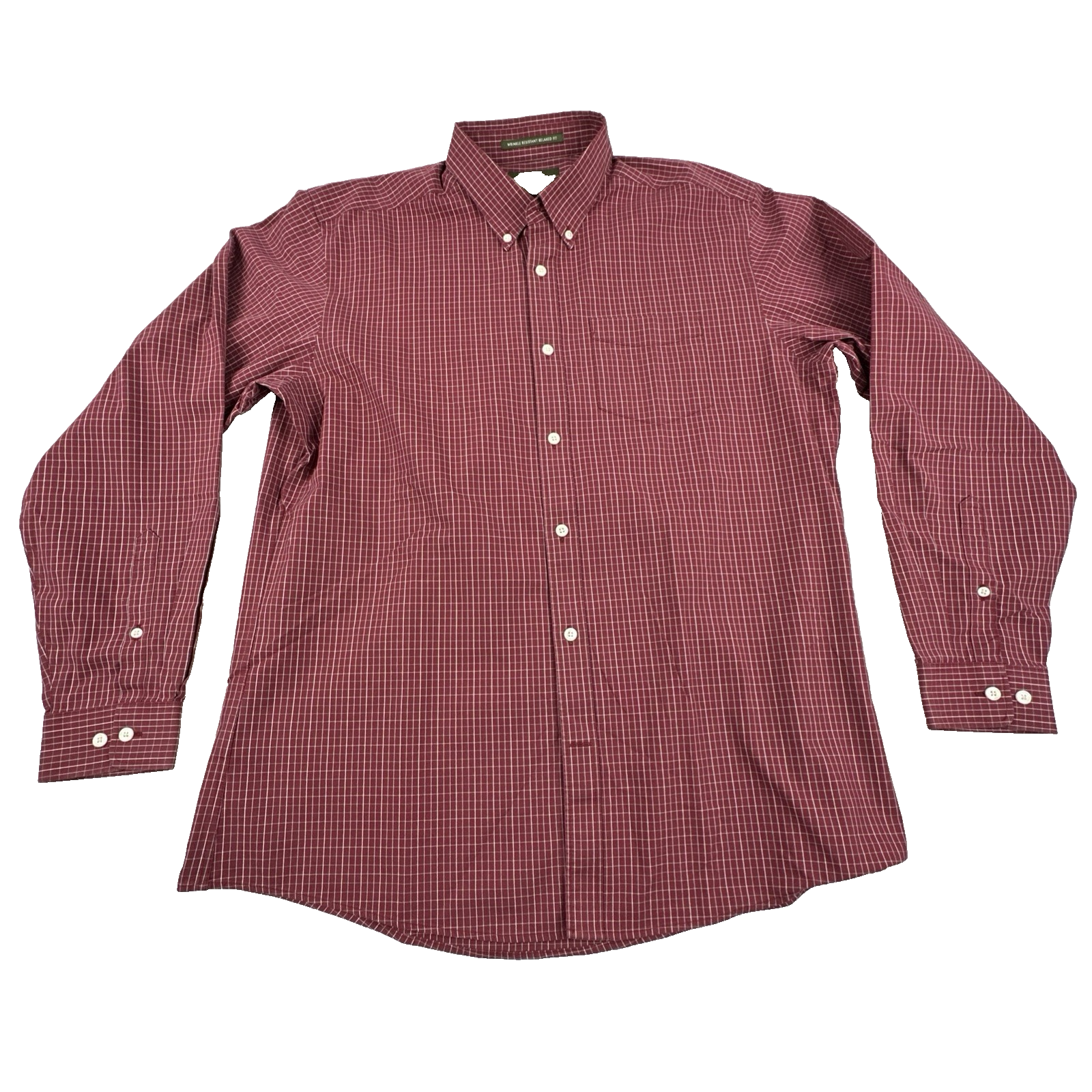 Eddie Bauer Red Wrinkle Resistant Relaxed Fit Button Down Shirt. Men's Size L