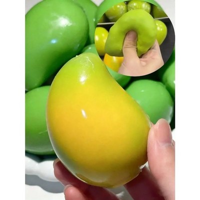 Handmade Crispy Mango Stress Ball Squeeze Toy, Color-Changing Mango Squishy Fidg
