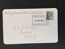GB 1973 FIRST DAY INCREASED 1st CLASS RATE 10th SEPT. PMK ON CARD TO UFFINGTON