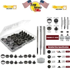 15mm Leather Snap Fasteners Set - 12  Buttons for DIY Crafts & Repairs