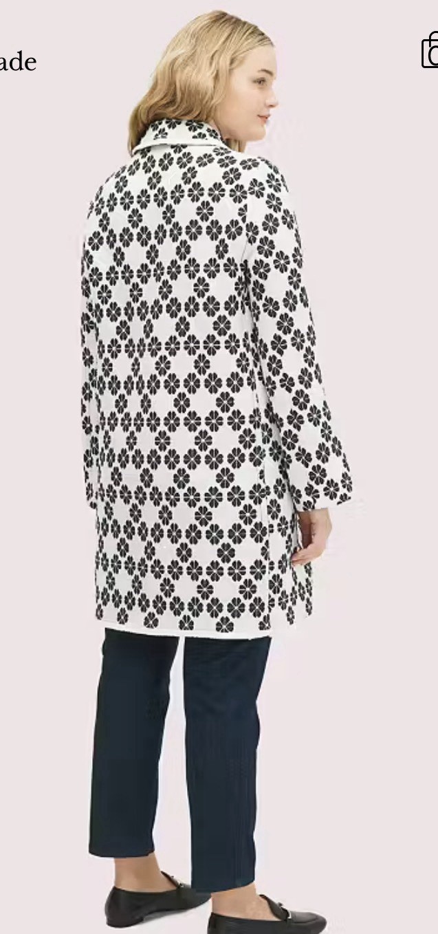 Kate Spade Spade Tweed Coat in a black and cream cotton-blend jacquard fabric thumbnail 13
