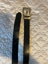 Classic Double Sided Black / Brown Men's Leather Belt with Silver Tone Buckle