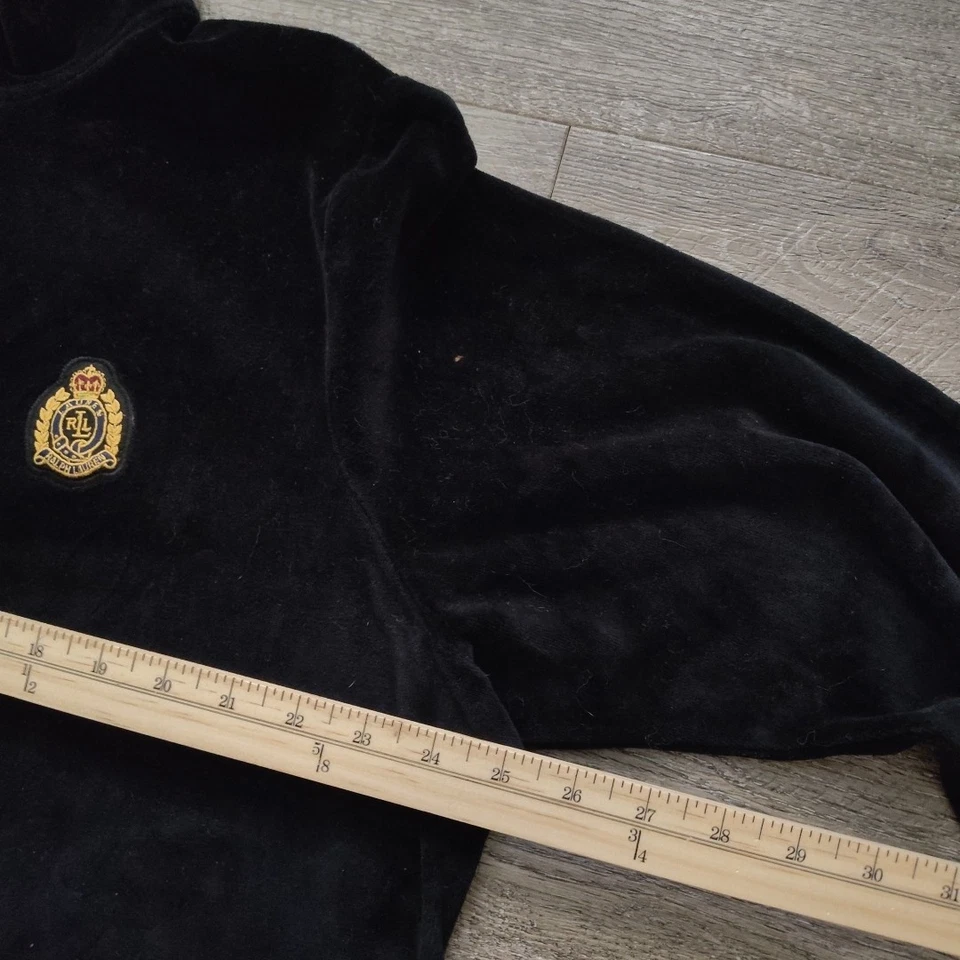 Sudadera Vintage Ralph Lauren LRL Terciopelo Talla 2X 1/4 Cremallera Cresta Logo *DEFECTO* Foto 2 de 4