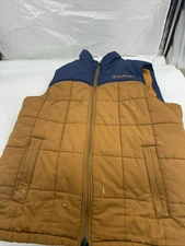 Ariat Vest Mens Small Brown Blue Quilted Insulated Concealed Carry Pocket BS