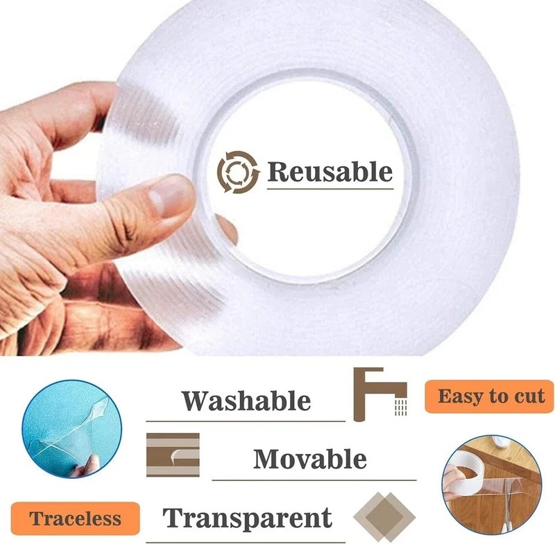 Alien Nano Tape Double Sided Heavy Duty Reusable Adhesive Stick Transparent Tape