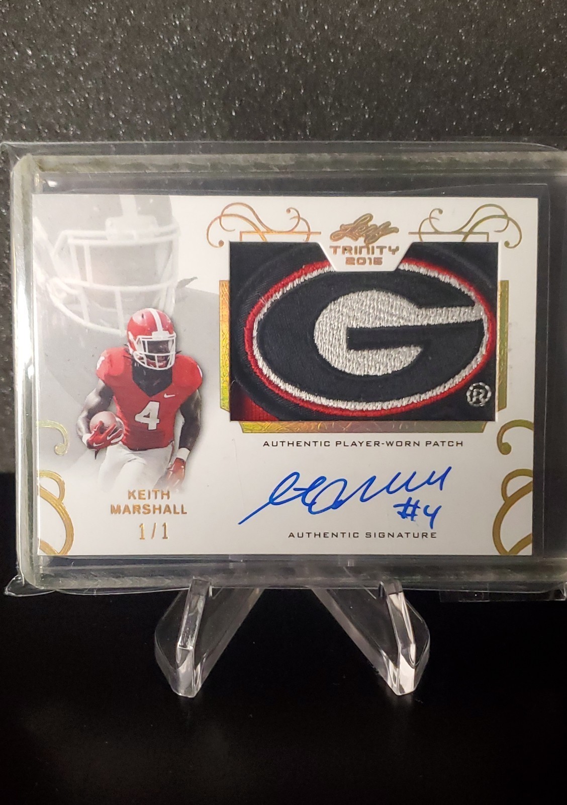 2016 Leaf Trinity - JUMBO Keith Marshall UGA Auto Patch PA-KM1 Gold Spectrum /1 