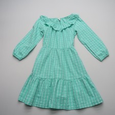J Crew Factory Mini Dress Size 00 Green Tiered Boho Ruffle Plaid Peasant Casual
