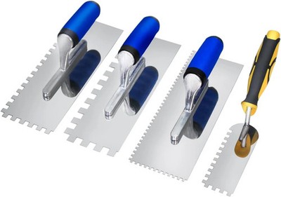 Tile Tools Stainless Steel Square-Notched Trowel Set 3 PC Plus Square-Notched Ma
