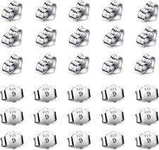 30Pcs/15 Pairs 925 Sterling Silver Earring Backs Replacement Secure Ear Locking