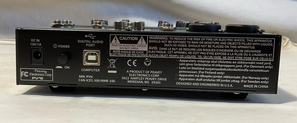 Peavey, PV6, 6 Input StereoMixer, Store Demo, - Image 3 of 4