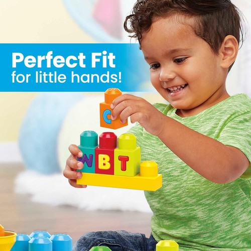 MEGA BLOKS First Builders Toddler Building Blocks Toy Set, ABC Musical Train wit - Picture 3 of 10