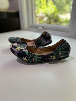 SERRA RECYCLED MATERIAL Floral Black/Pink Ballet Flat Shoes Women s Sz. 7 New