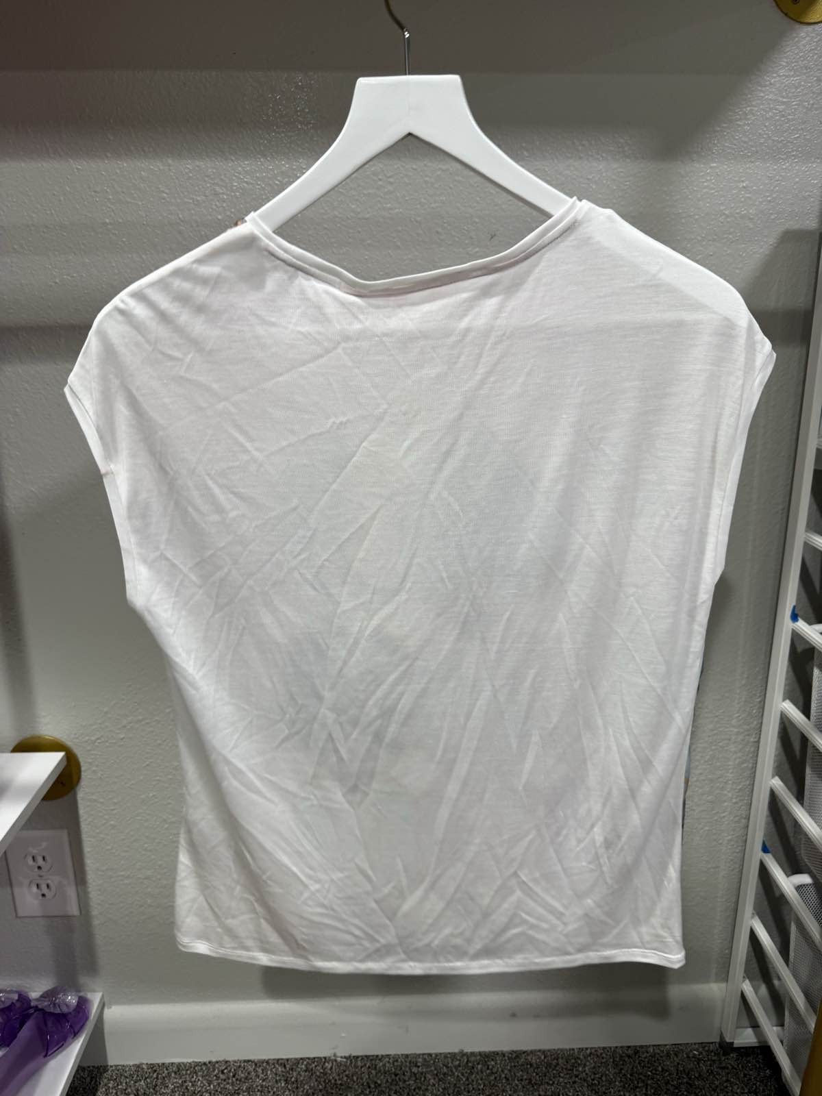 Ted Baker Sea of Clouds Metallic Cap Sleeve Blouse Top Sz 0/Small Pastel Gold