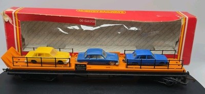 Vintage Hornby Spur O R126 Autotransporter Wagon Pritsche mit 3 Wagen verpackt