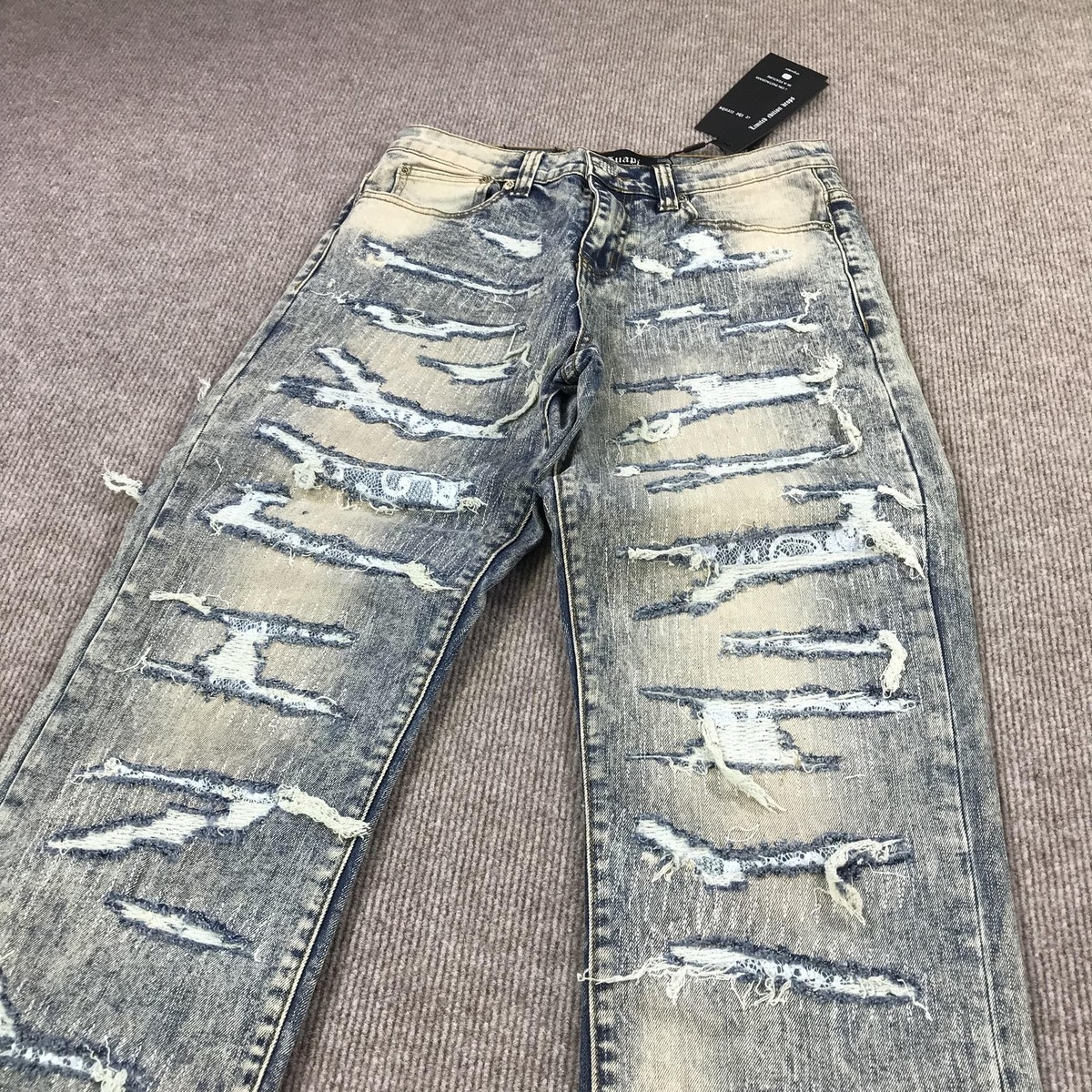 Guapi Jeans Mens 30 Blue Distressed Ripped Denim Straight Leg Raw