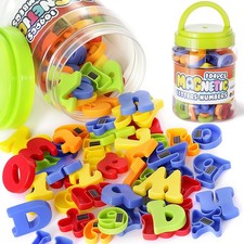 LovesTown 104 PCS Magnetic Letters Numbers, Uppercase and Medium, Multi Color
