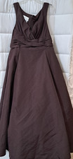 David's Bridal Bridesmaid Dress Womens 16 Brown V Neck Sleeveless Lined Back Zip