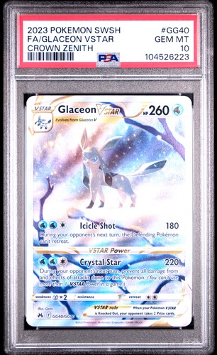 2023 POKEMON SWORD & SHIELD CROWN ZENITH #GG40 FULL ART/GLACEON VSTAR PSA 10