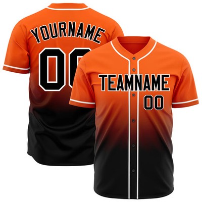 Custom Gradient Orange Full Button Baseball Jersey Personalized Sportwear Gift
