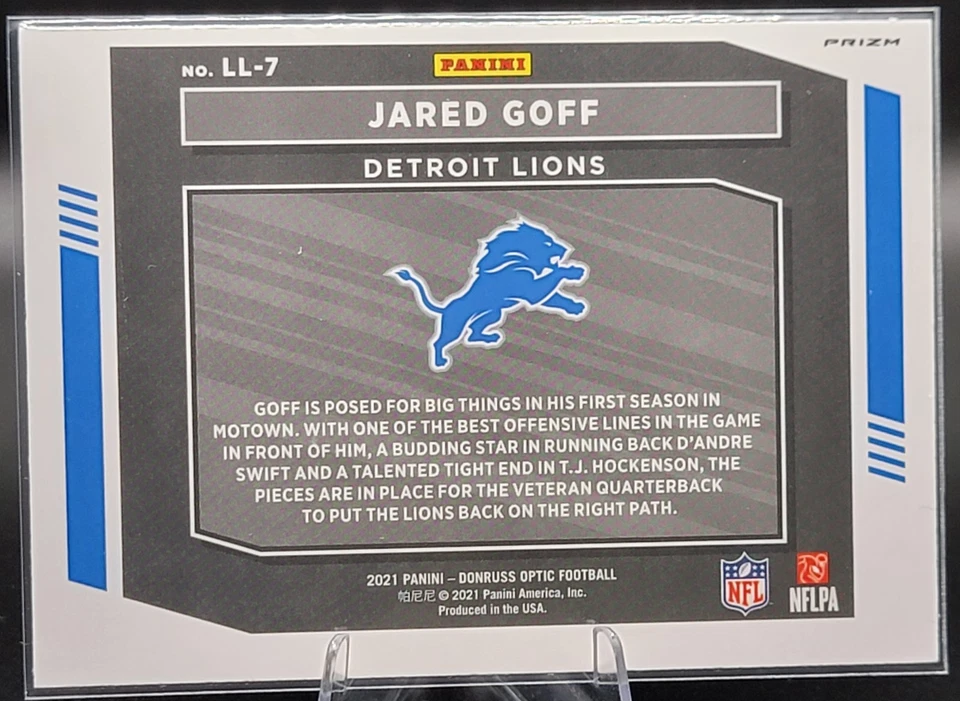 Jared Goff 2021 Donruss Optic Legendary Logos # LL-7 Silver Prizm Detroit Lions - Image 2 of 3