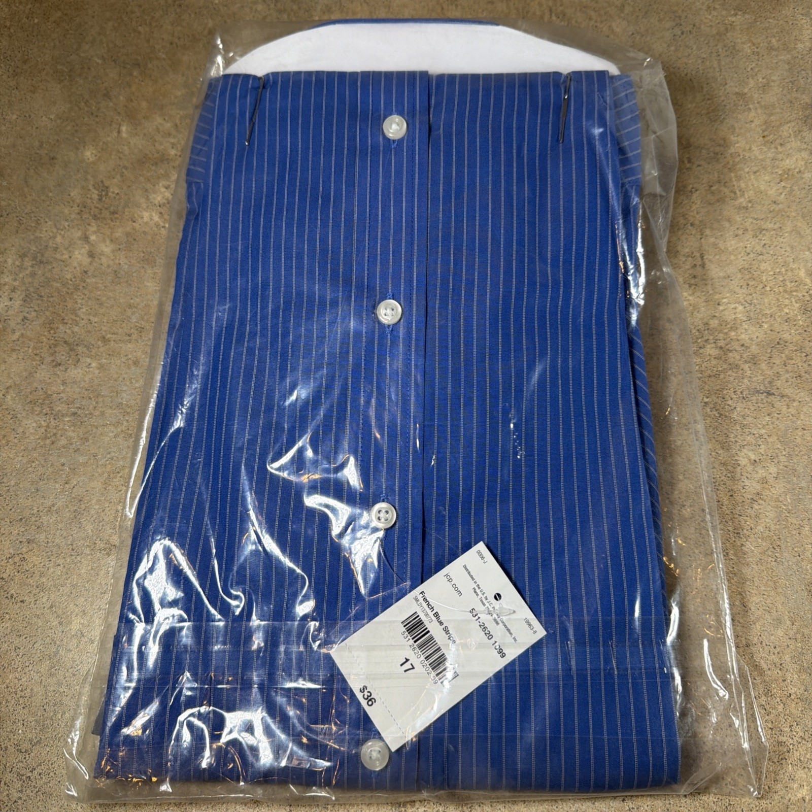 Stafford Mens Short Sleeve Travel Easy-Care Broadcloth Dress Shirt Blue Stripe