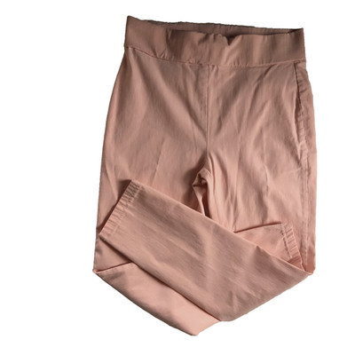 Passports Womens L Peach Pants Stretchy Straight Leg 2 Faux Back Pockets